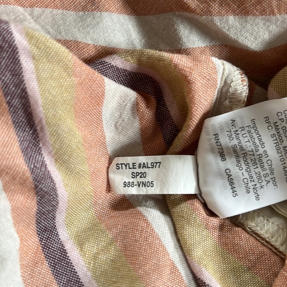 Madewell Courier short sleeve popover Button-Back Shirt Rainbow Stripe, size L - Picture 7 of 9